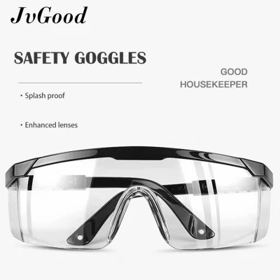 JvGood Transparent Safety Goggles Effectively Anti Infection Eyes Shield Anti Droplets Safety Protective Glasses Protection Anti-fog Anti-splash Sand-proof Goggle Unisex Eye Shield with Strengthen Lens & Adjustable Temple