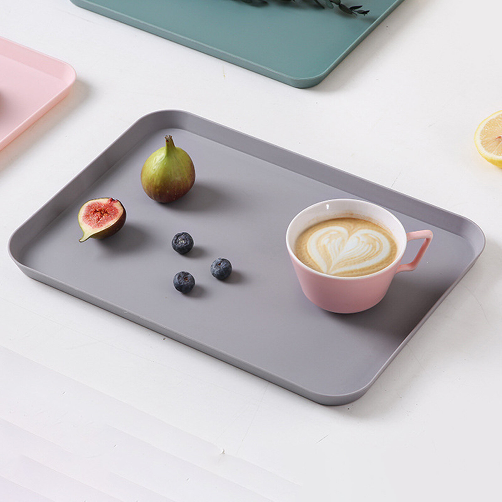 romaine Anti-slid Base Stackable Serving Tray Multi-use Smooth Surface Plastic Fruit Tray for Home Dessert Tray Durable