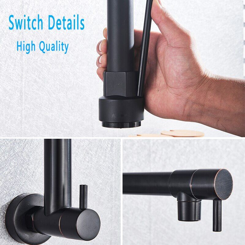 Spring Black Kitchen Faucet Pull Down Chrome Single Cold Wall Mounted Kitchen Taps Dual Function Sprayer Taps