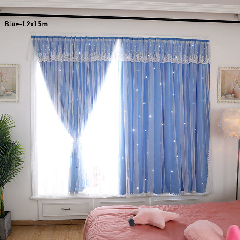 Velcro curtain bedroom blackout free punch installation self-adhesive short sunshade curtain