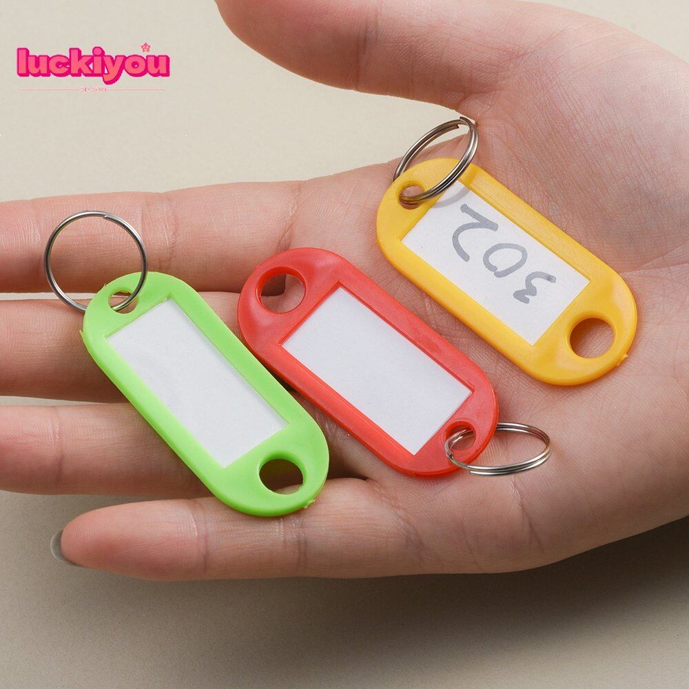 【Luckiyou】10Pcs Universal Multicolor Plastic Keychain ID Labels Luggage Name Token Hotel Number Classification Card Split Ring