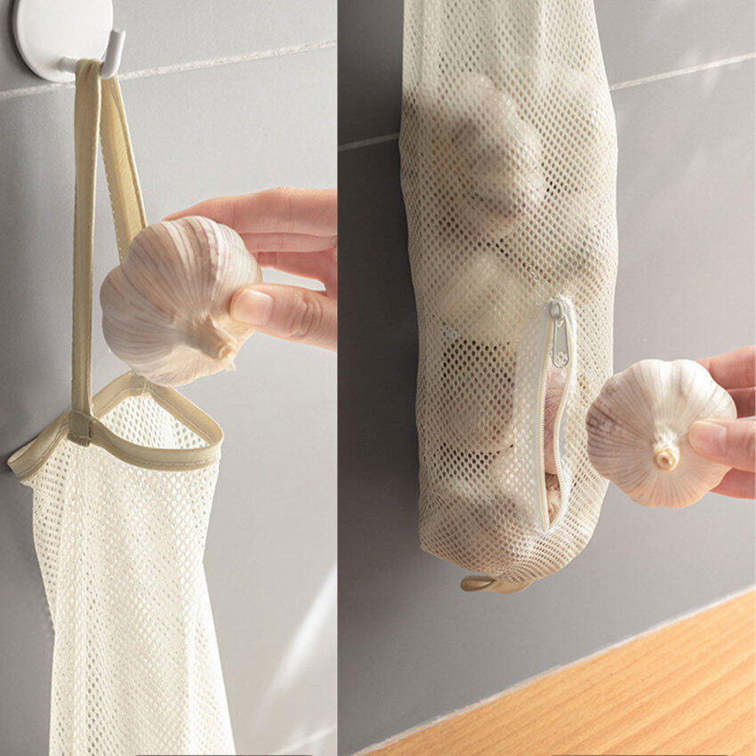 Multi-Functional Wall Hanging Fruit And Vegetable Hanging Bag Portable Ginger And Garlic Hollow Net Bag Breathable Storage Bag