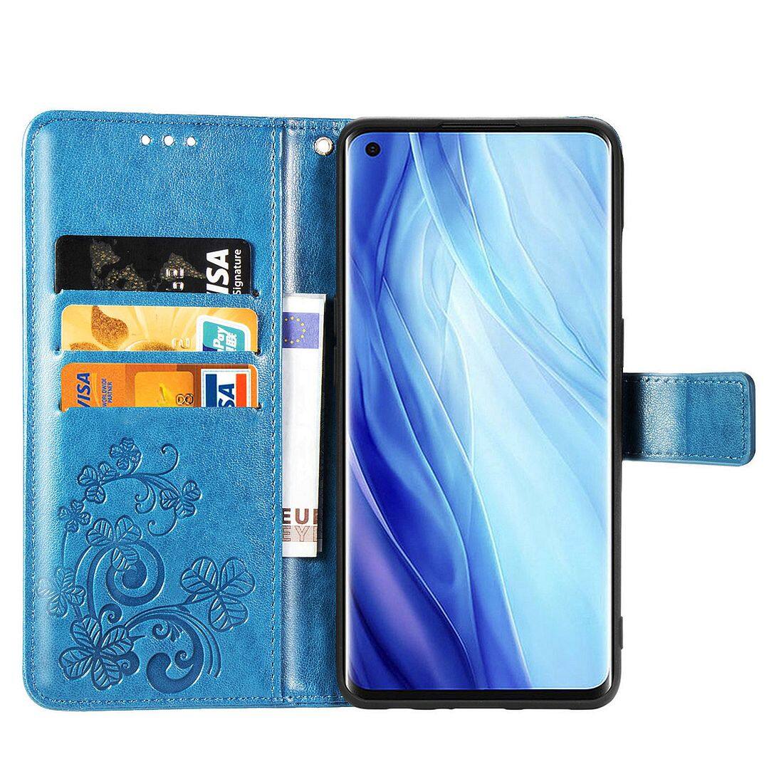 FAYANGRIES For Oppo Reno4 Pro 4G (6.5 ) Case, Clover Embossing Solid color Phone Casing Flip Advanced Business PU Leather Cover Stand Support Bracket Succinct Wallet