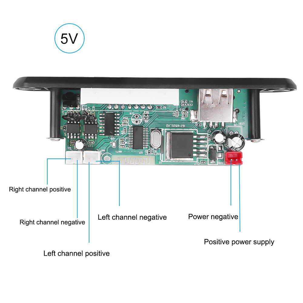 DC 5V/12V Bluetooth 5.0 MP3 Decoder Board Built-in 6W Amplifier Color Screen Handsfree Call Recording Audio Module Support USB TF FM Radio Remote Control Function