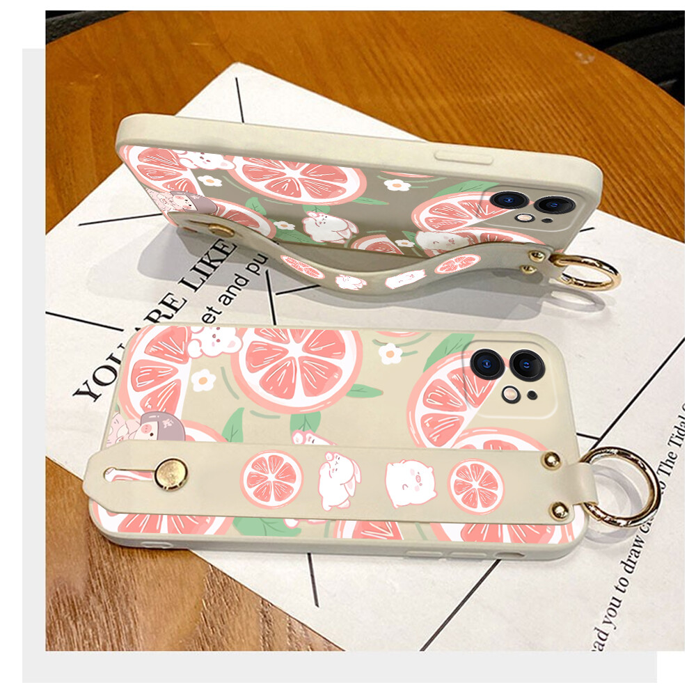 Mobile Phone Case Casing Tecno Camon 17/Spark 7 Pro/KF8/Tecno Spark 7/Spark 7T/KF6P(With WristStrap)Rabbit Case Square Edge Liquid Silicone Casing Full Cover Camera Shockproof Protection Cases