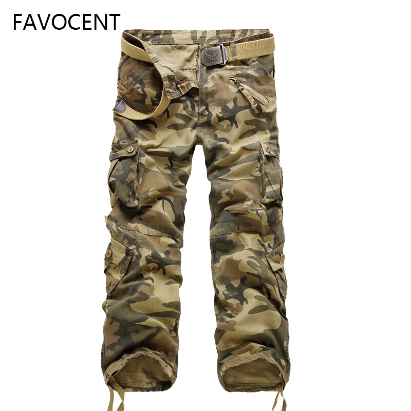 FAVOCENT Men Cargo Pants Male Casual Camouflage Trousers Military Pants for Man 7 Colors