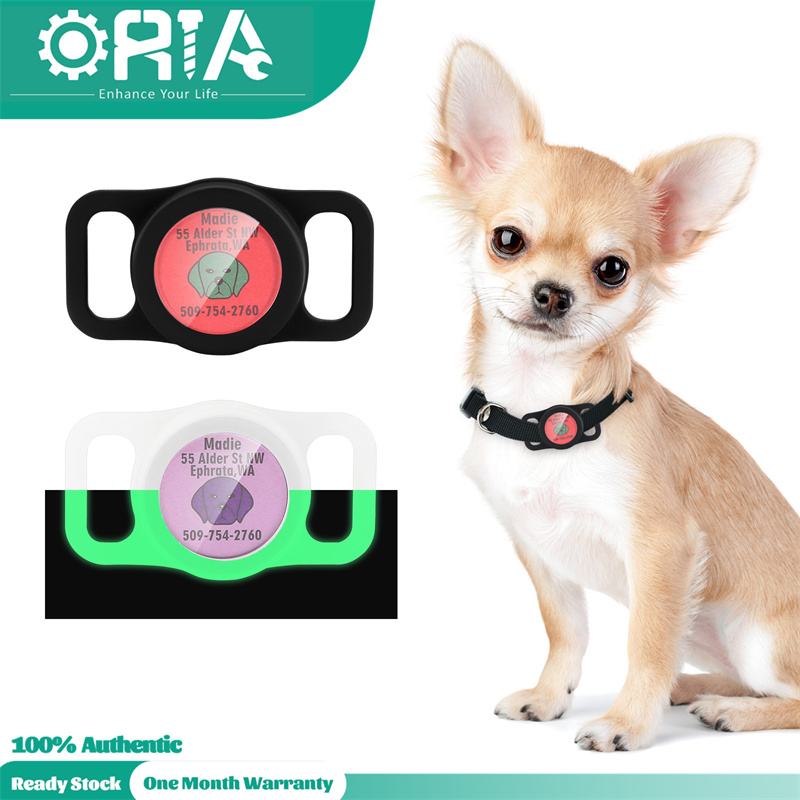 ORIA Airtag Dog Collar Holder, 2 Pcs Silicone Airtag Case for Apple Air Tag Tracker, AirTag Cover for Pet Collars