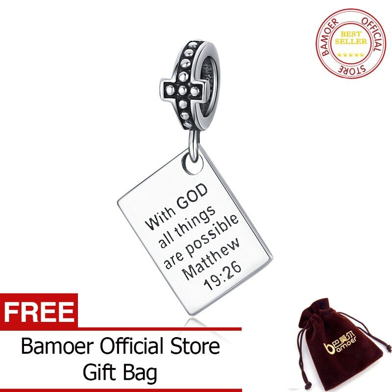 BAMOER Silver 925 Bible Matthew Pendant Charm fit Original Brand Snake Bracelet Or Necklace Religious DIY Jewelry Making SCC1424