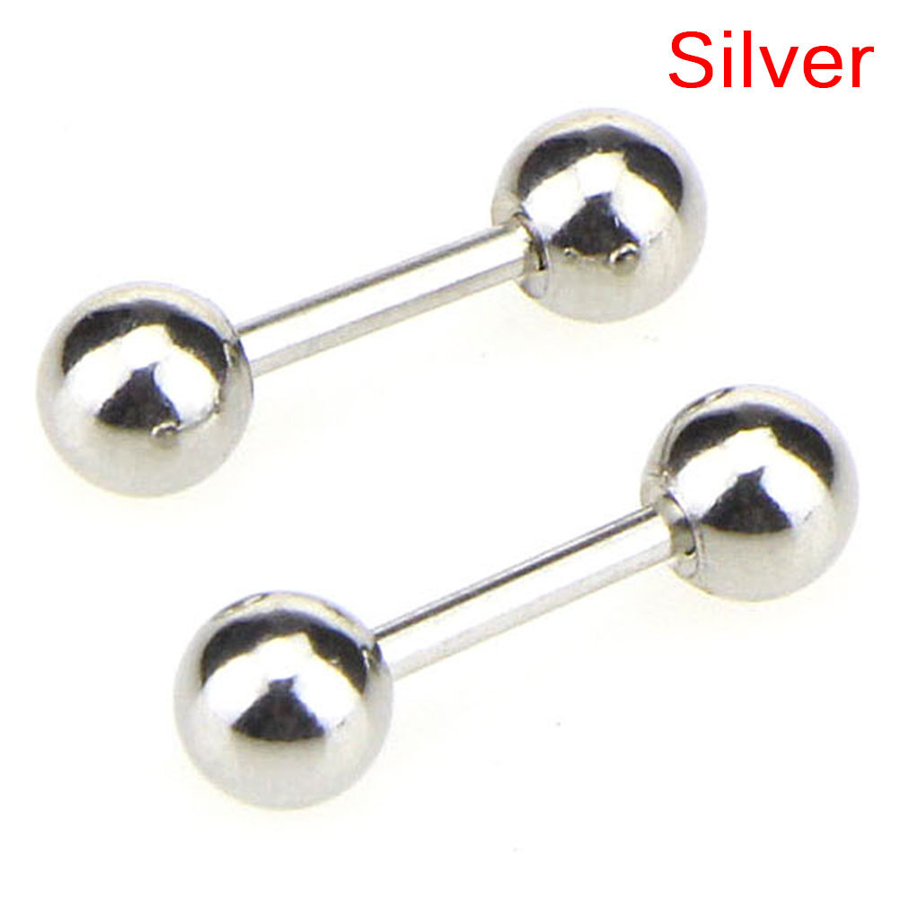 2PCS Stainless Steel Barbell Ear Cartilage Tragus Helix Stud Bar Earrings Piercing Jewelry