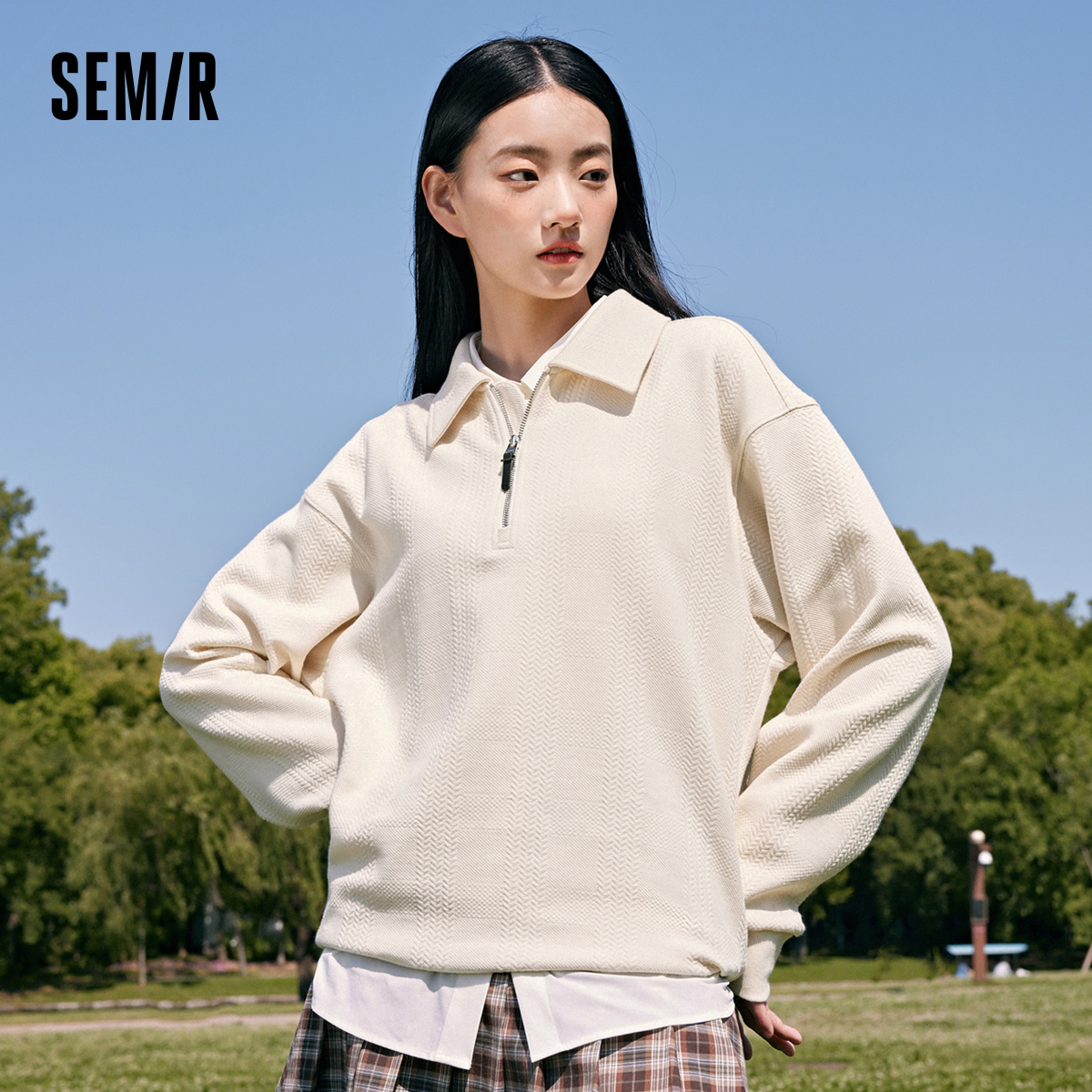 Semir Sweatshirt Men 2024 Autumn New Simple Exquisite Commuting Polo Sweatshirt Half-Breasted Loose Hoodies