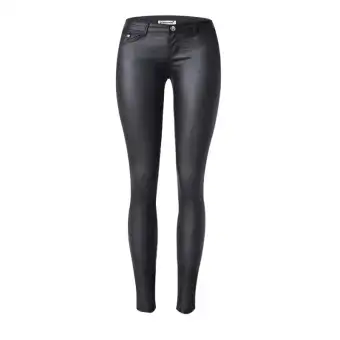low rise leather trousers