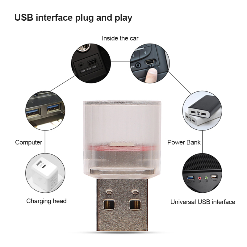 Car Mini USB LED Atmosphere Lights Decorative Lamp Plug Play Auto Interior Led Lamp