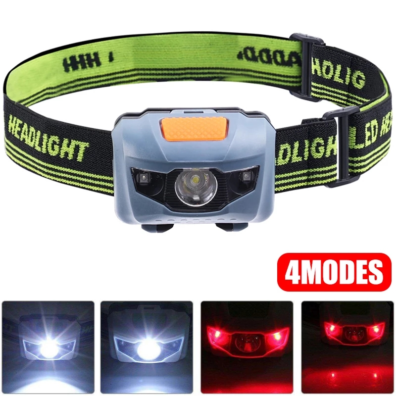 Portable Mini LED Headlamp 4 Modes Headlight Head Flashlights Lamp Light Hiking Camping Light for Fishing Riding Cycling
