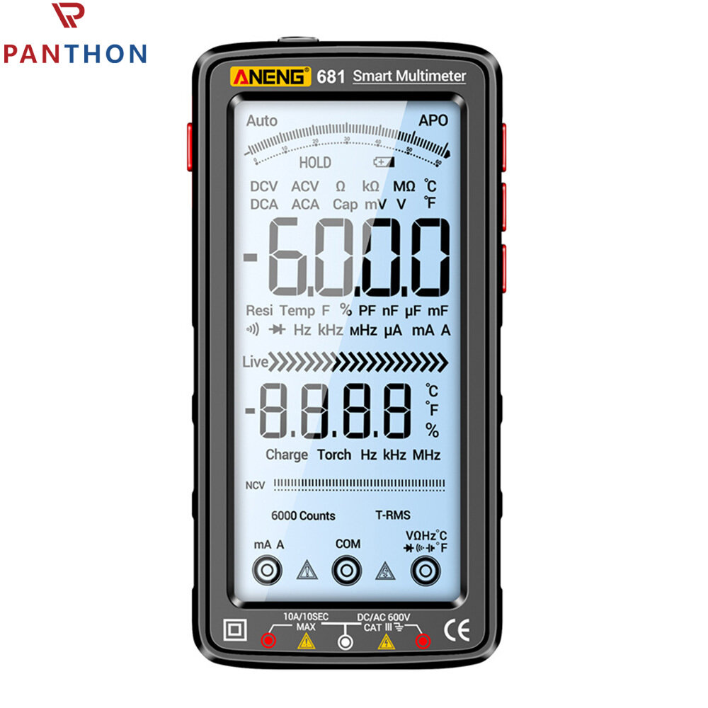 ANENG Rechargeable Digital Multimeter Color LCD Display 6000 Counts Ohmmeter Cap Ohm Hz Diode Voltage Tester