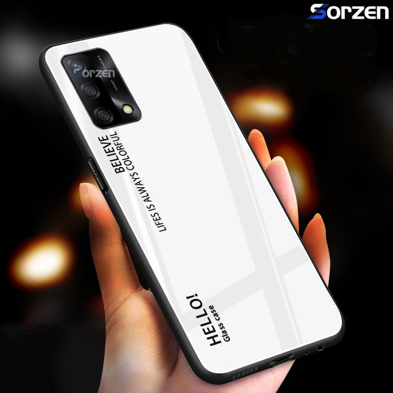 For OPPO A95 4G /A74 4G Shockproof Gradient Tempered Glass Casing Full Protective Back Case Cover