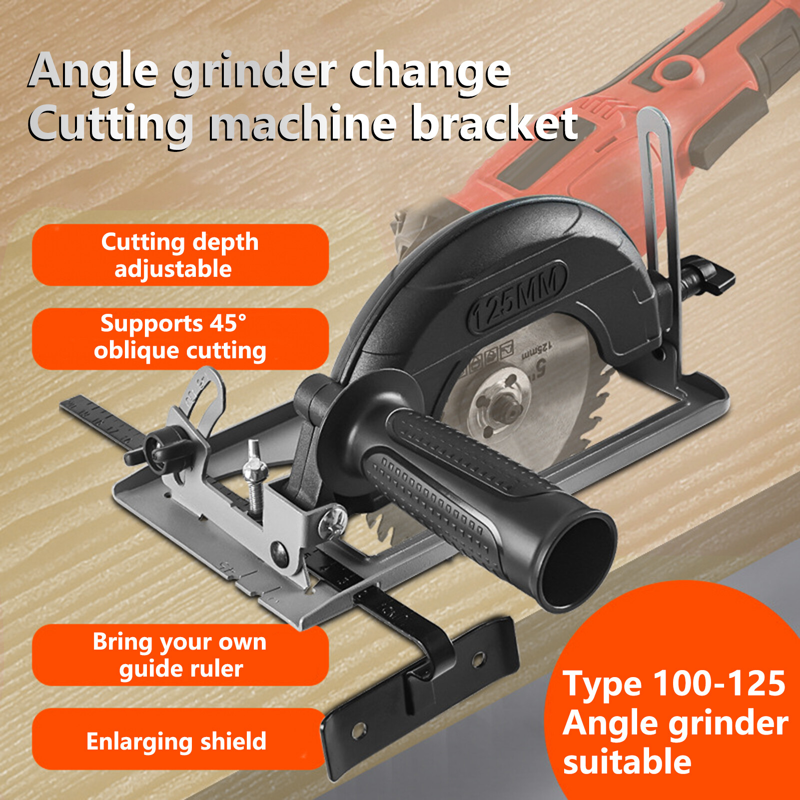 Licao Lighting 1 Set Angle Grinder Bracket 45 Degree Bevel Cut Depth Adjustable Angle Grinder Modification Bracket Home Use Angle Grinder Bracket