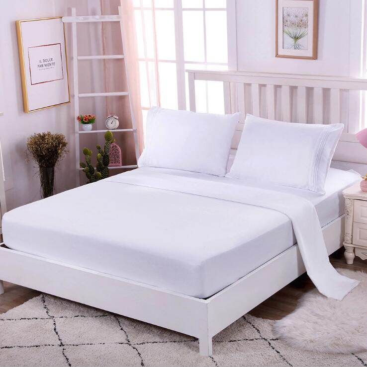 4 Cái/bộ Ga Trải Giường Vừa Vặn Vỏ Gối Màu Trơn