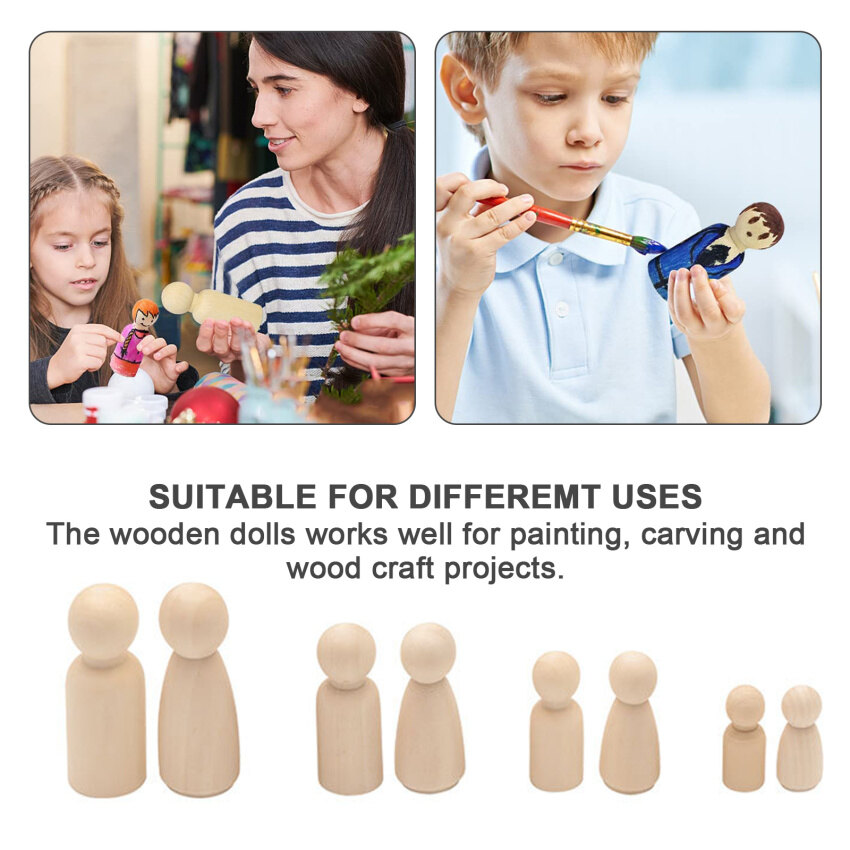 Wooden Peg Dolls With A Storage Case, 50Pcs Unfinished Wooden People For DIY And Painting, Nature And Plain Wooden Figures For Craft Art Projects And Decoration, Graffiti Toy For Kids.