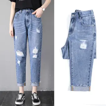 loose tattered jeans