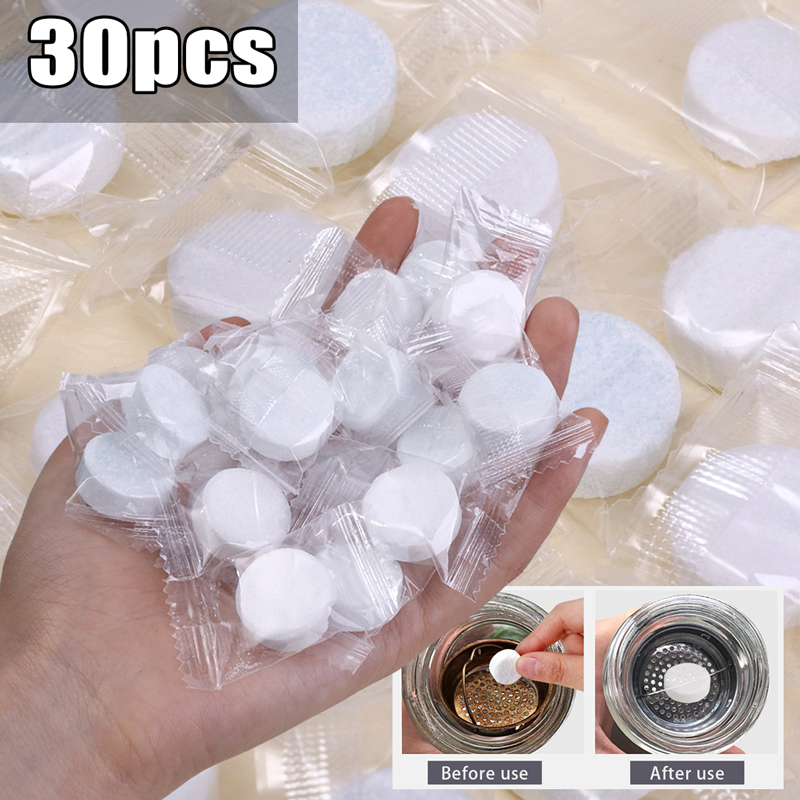 30pcs nhà bếp làm sạch máy tính bảng mỡ vết bẩn sạch hoạt động oxy descaler Remover giặt dụng cụ làm sạch Viên sủi