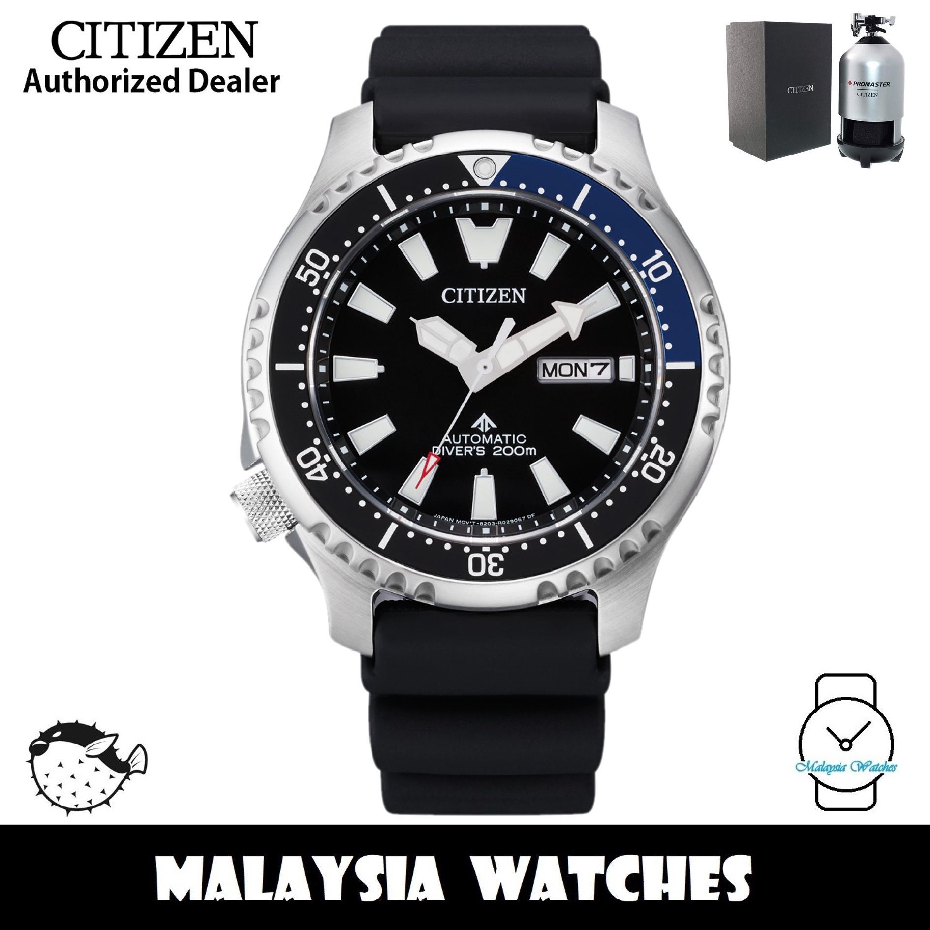 100% Original) Citizen Promaster Fugu 3rd Gen. NY0111-11E Automatic Divers  200M Sapphire Glass Asia Limited Edition Rubber Strap Men's Watch (Batman)  | Lazada