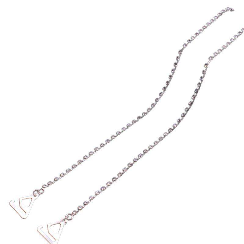Women Party Wedding Dress Rhinestone Bra Straps Pearl Crystal Jewelry Lingerie Underwear Shoulder Invisible Metal Chain