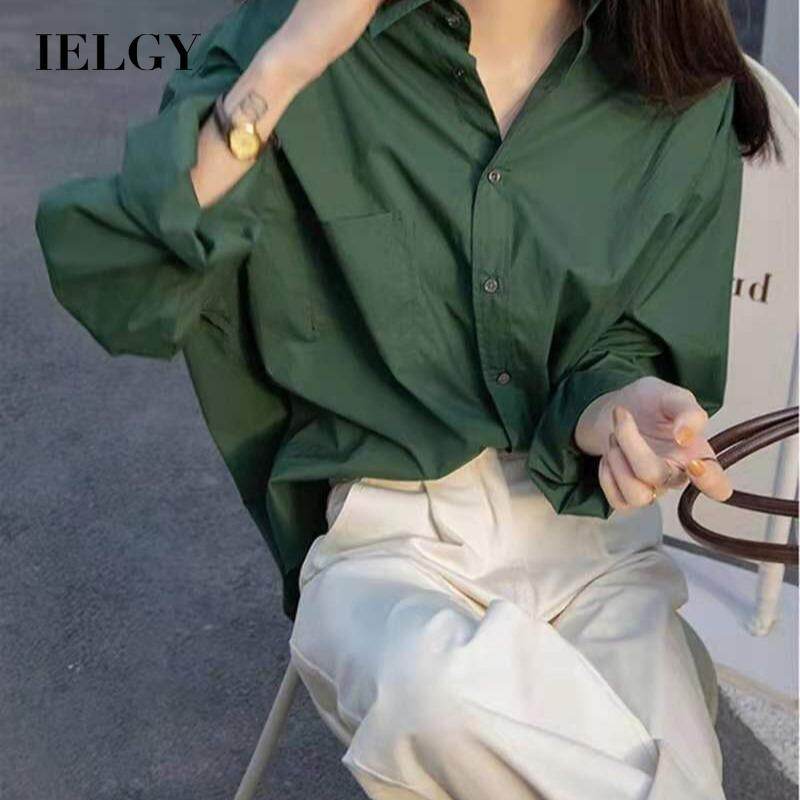 IELGY shirt female design sense long-sleeved retro Hong Kong flavor all-match white