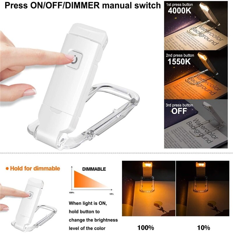 Đèn Đọc Sách Mini Đèn Đọc Sách Kẹp Sạc Usb Đèn Đọc Sách Linh Hoạt Với 3 Màu Đèn Để Bàn Nhẹ Chăm Sóc Mắt Chuyên Nghiệp