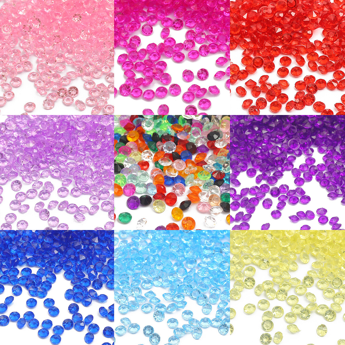 1000Pcs 4.2mm Eleghant Colorful Diamond Pointed Acrylic Crystal Rhinestone For Wedding Party Decoration And DIY Nail Art Craft Making