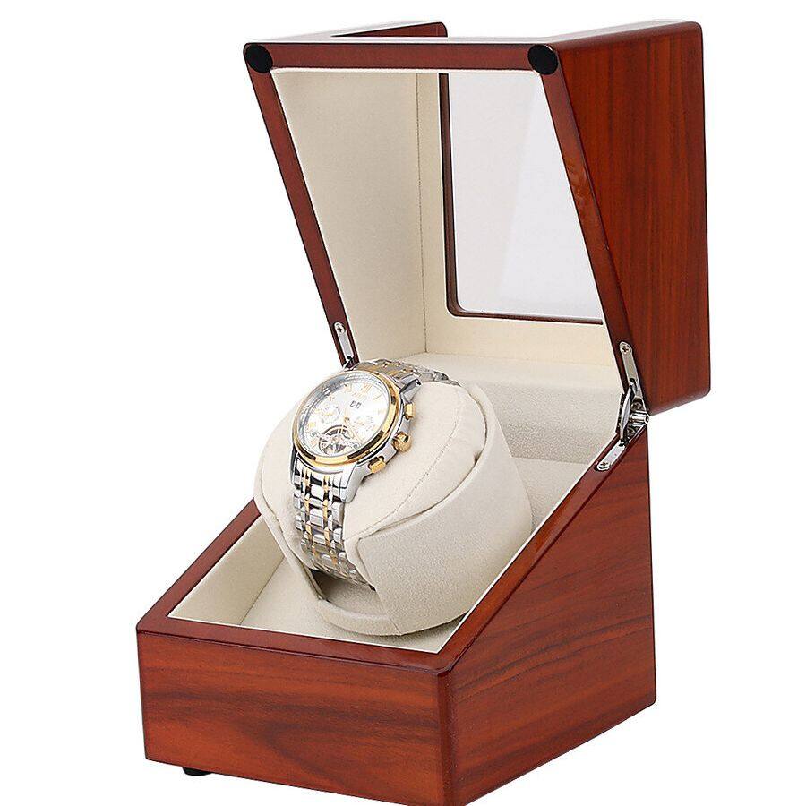 Wooden Watch Winder for Single Automatic Watches, with Quiet Motors Automatic Watch Winders, Battery Powered or AC Adapter