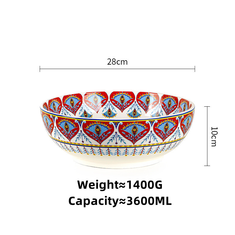 OMK Red Turkey series Ceramic 3600ML Serving Bowls Fruit salad bowl