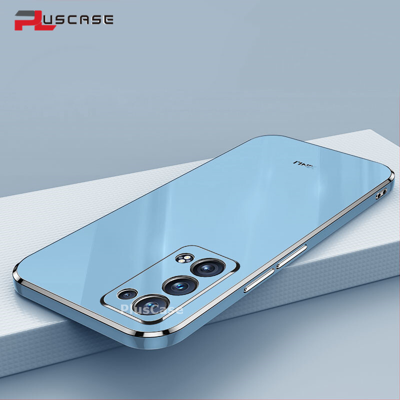 PlusCase for OPPO Reno6 Pro 5G 6D Plating Soft Case Lens Protector Square Frame Silicone Glossy Shockproof Phone Back Cover