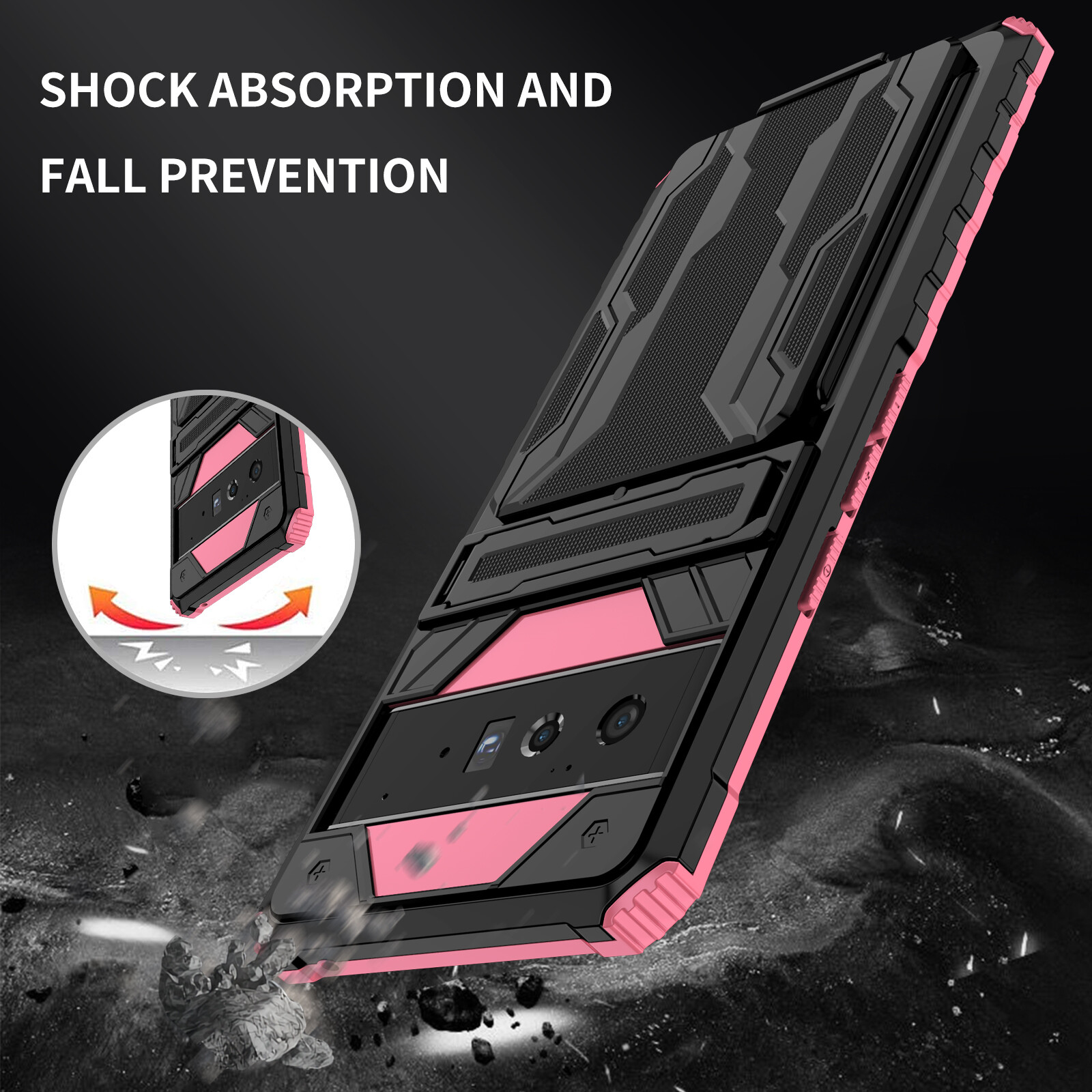 For Google Pixel 6 Pro Pixel 8 Pro Case Cover Rugged Shockproof Protective Card Slots Holder Hybrid Magnetic Kickstand Phone Case Cover