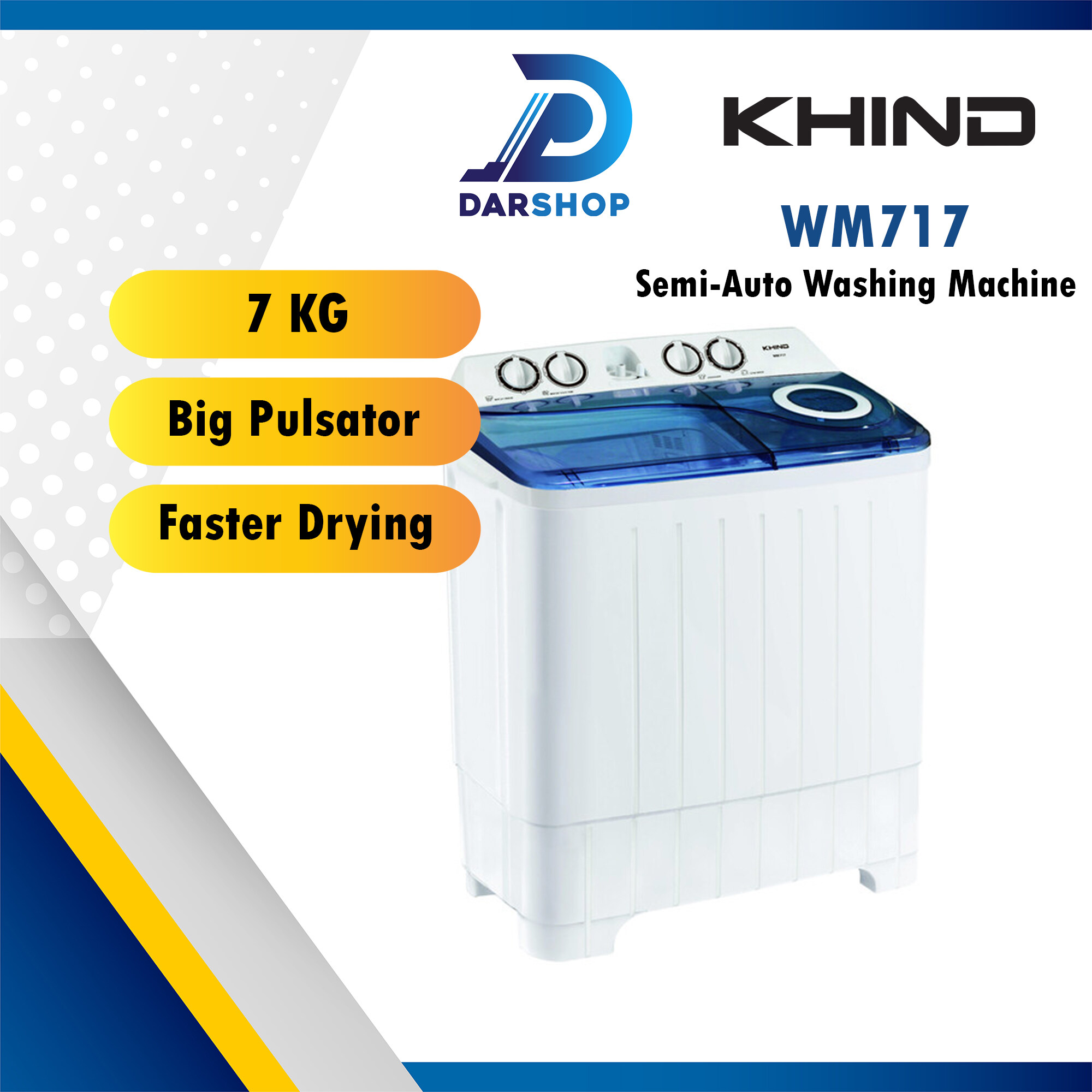 KHIND 7kg Semi Auto Washing Machine WM717 | Lazada