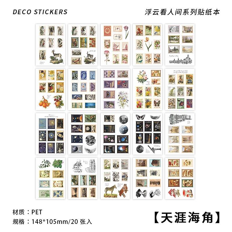 COONOTE 20pcs Vintage Stationery Stickers Retro Diary Planner Decorative Mobile Sticker Set Scrapbooking DIY Craft Labels