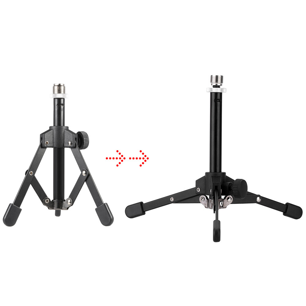 Giá Đỡ Micro Ba Chân Để Bàn Có Thể Điều Chỉnh Gấp Gọn Mini MS-12 Với Giá Đỡ Kẹp Mic MC3 Cho Podcast Bài Giảng Hội Họp