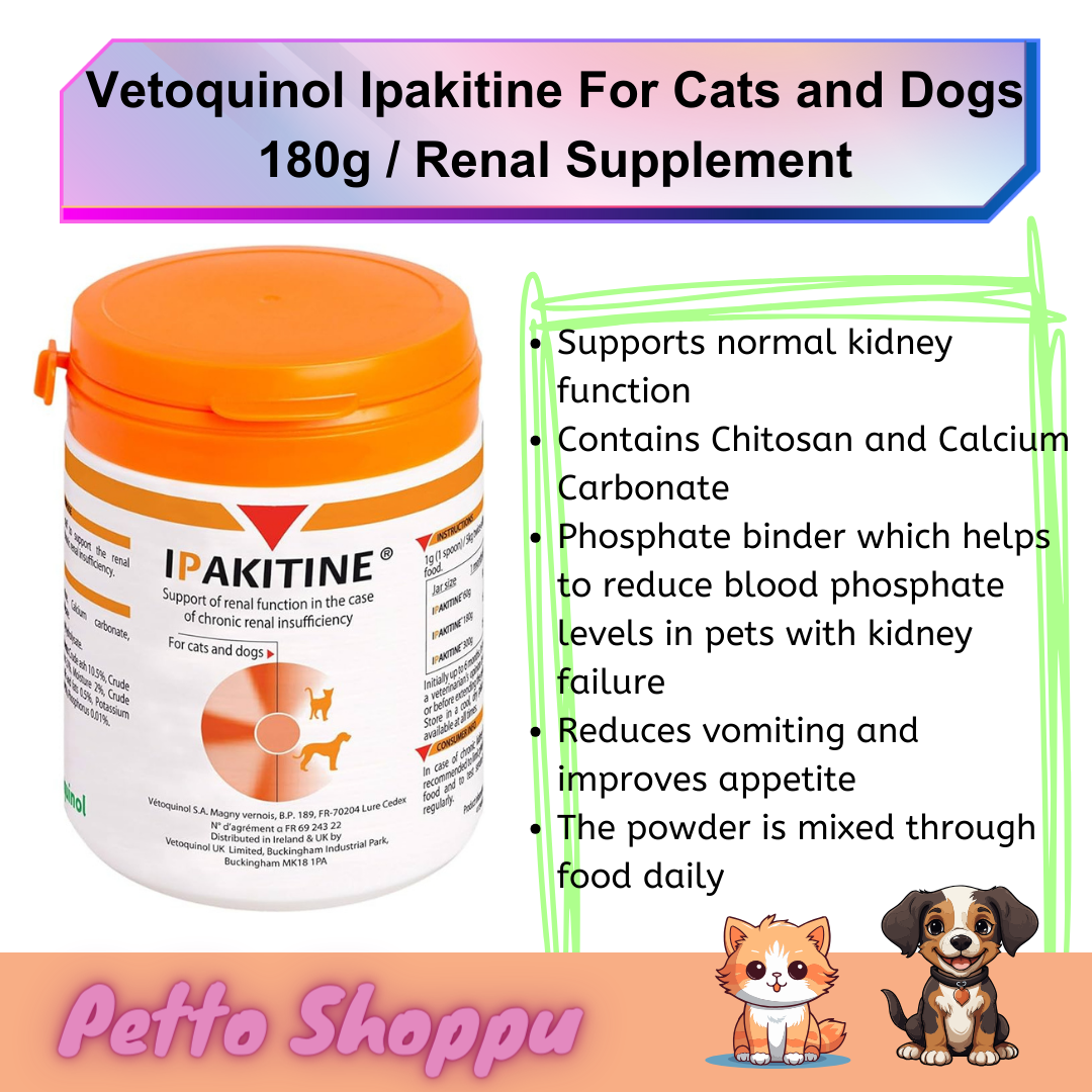 Vetoquinol Ipakitine For Cats and Dogs 180g Renal Supplement