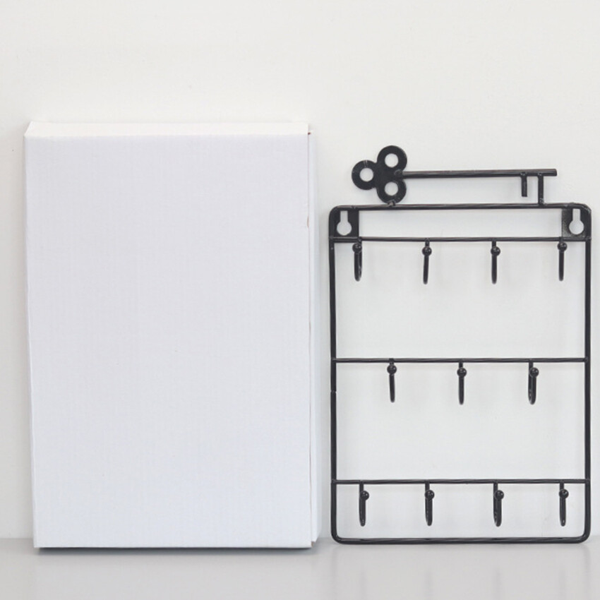 Modern Style Iron Wall Mounted 11 Hangers Hooks Key Holder Coat Hat Storage Rack Practical Cloth / Keys Hooks