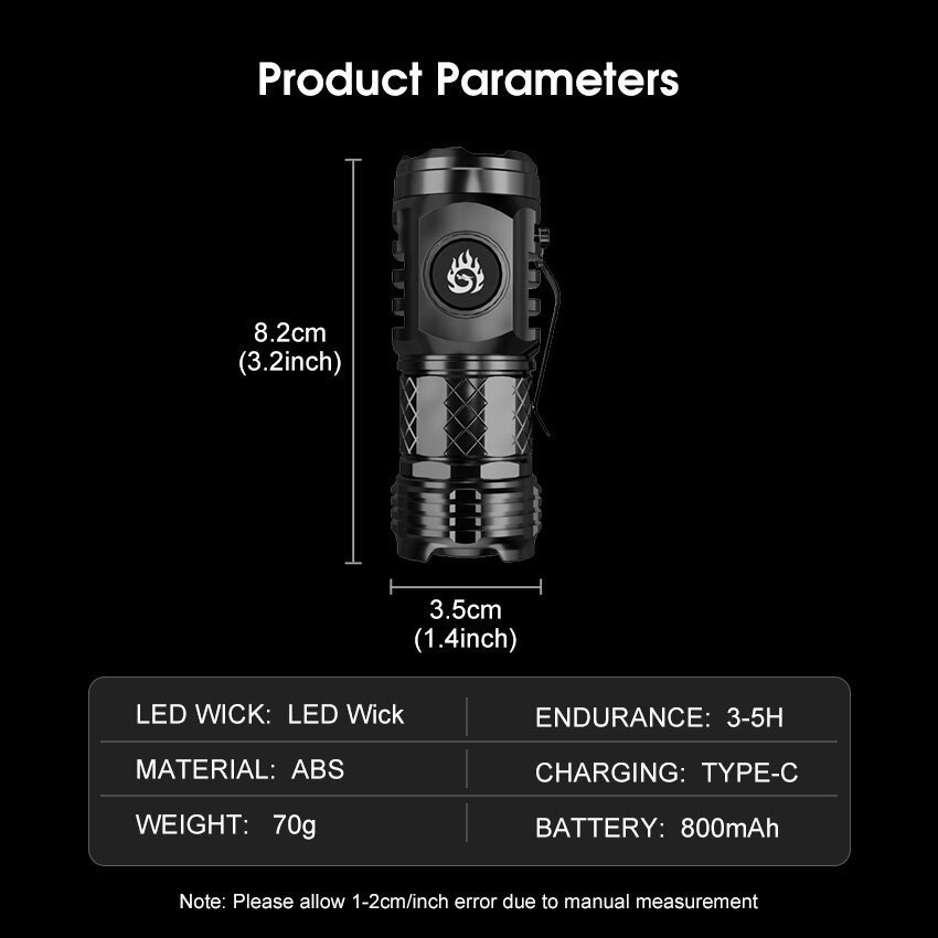 Auoyo Powerful Mini Flashlight Long Distance Keychain Super Bright  LED Torch Light Flashlight Portable Rechargeable Flashlight Outdoor Pocket Size Waterproof Flashlight USB Rechargeable for Hiking Camping with Power Indicator