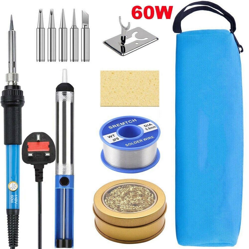 [Quick Delivery]220V Adjustable Temperature Soldering Iron Kit Solder Welding Ceramic Heater Soldering Tips Desoldering Pump Solder wire Soldering iron tips