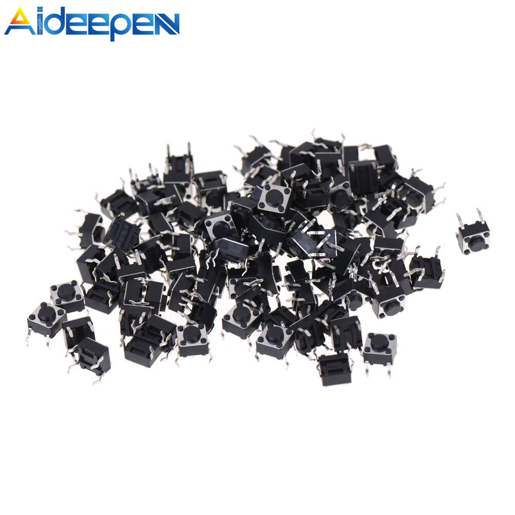 Aideepen 100Pcs 6x6x5mm Panel PCB Momentary Tactile Tact Push Button Switch