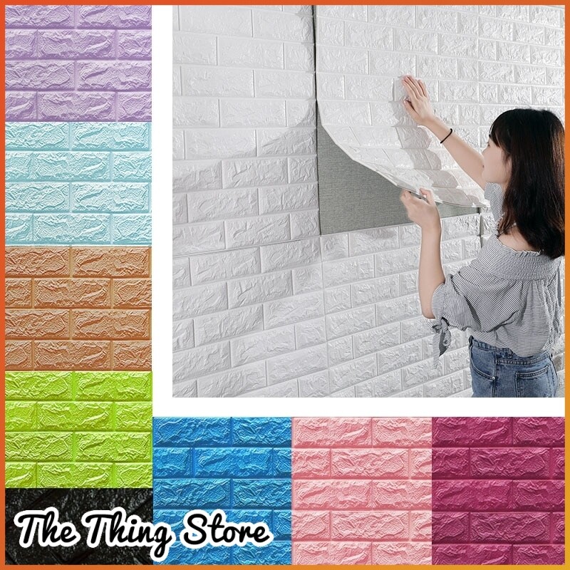 DIY 3D Foam Stone Brick Self-adhesive Wallpaper Home Wall Sticker Pad 70x38.5cm