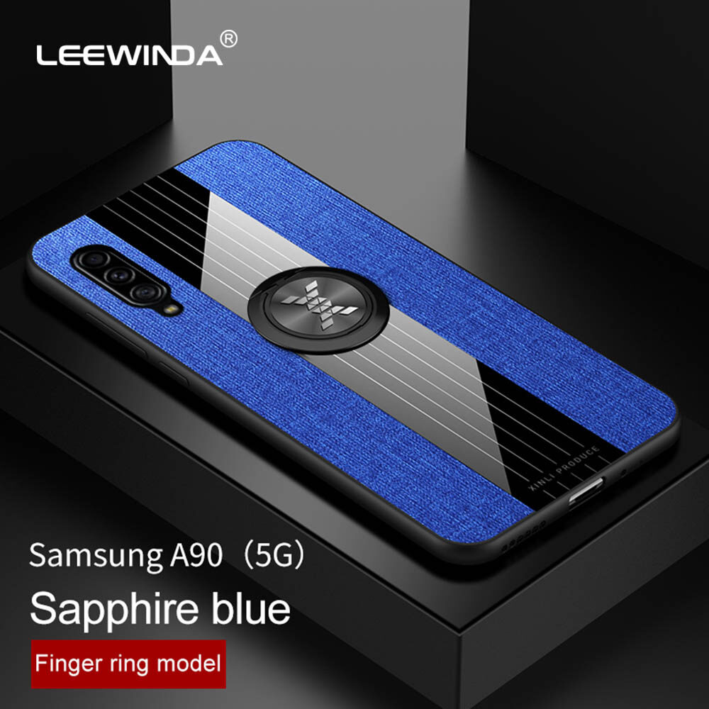 LEEWINDA For Samsung Galaxy A90 5G Phone Case, Leather Armor Cases Ring bracket Cover Shell