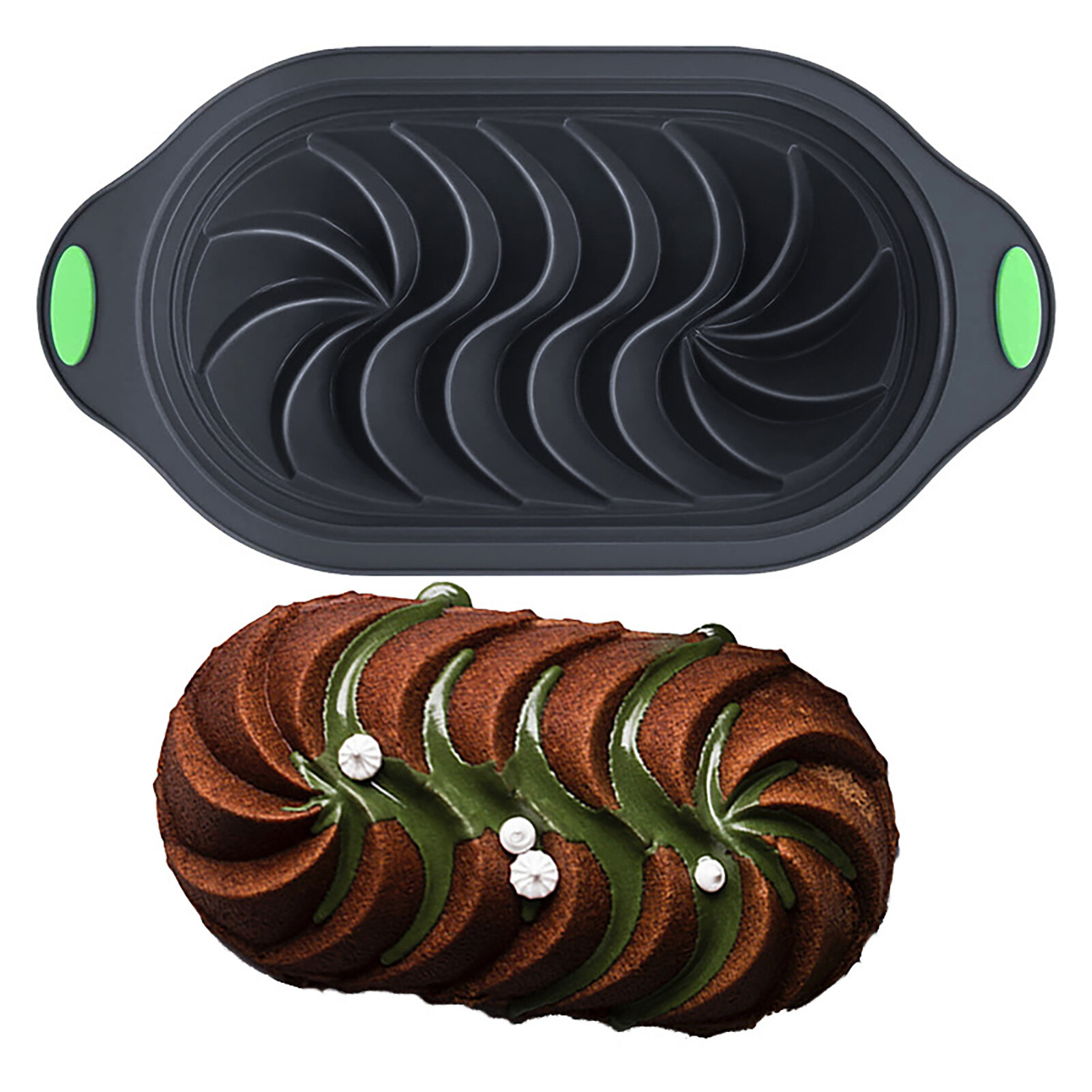 MOOREU Cake Pan Reusable Non-stick Easy to Clean Quick Demoulding High Temperature Resistant Make Cakes Toast Silicone Swirl Design Loaf Pan for Bakery Loaf Pan Easy