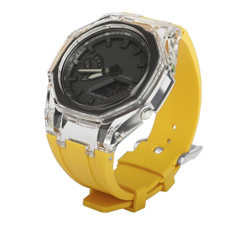 For GMA-S2100 3rd Modified Accessories Strap GMAS2100 Gen3 Transparent Case Rubber Strap Adapter For Casioak Watch Band MOD Kit