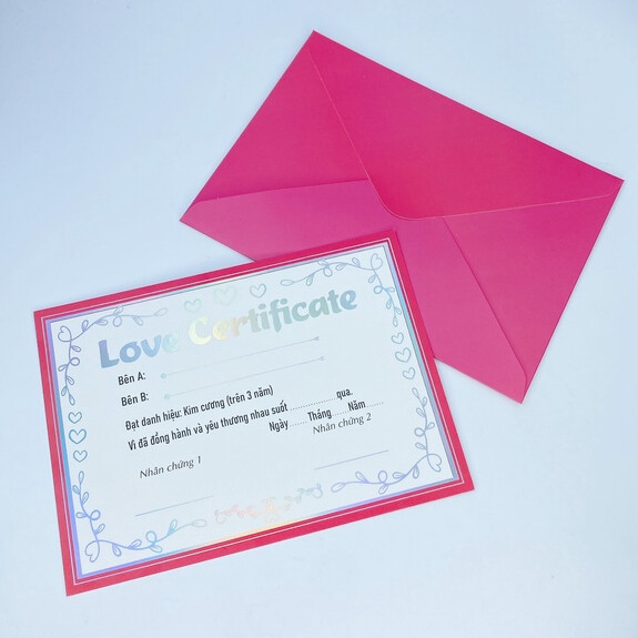 Chứng chỉ yêu tình dành cho các cặp đôi - Love Certificate