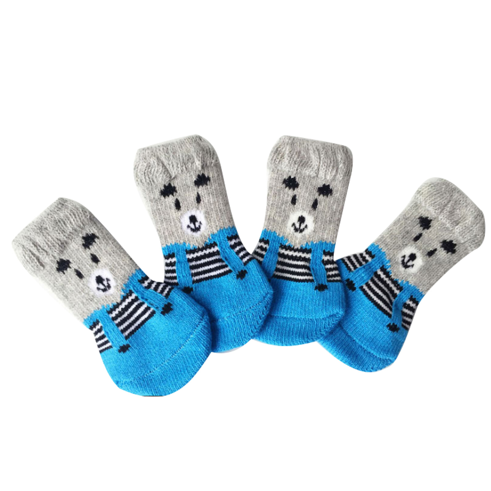 4Pcs Cotton Warm Anti-slip Cartoon Pattern Socks Shoes for Pet Cats Dogs Supplies