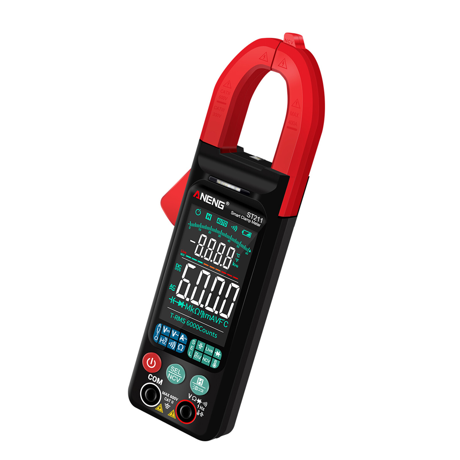 ANENG ST211 6000 Counts Digital AC Current Clamp Meter 400A Automatic Range Multimeter with Backlight Voltage Meter Clamp Gauge NCV Test Clamp Ammeter Universal Meter Tester