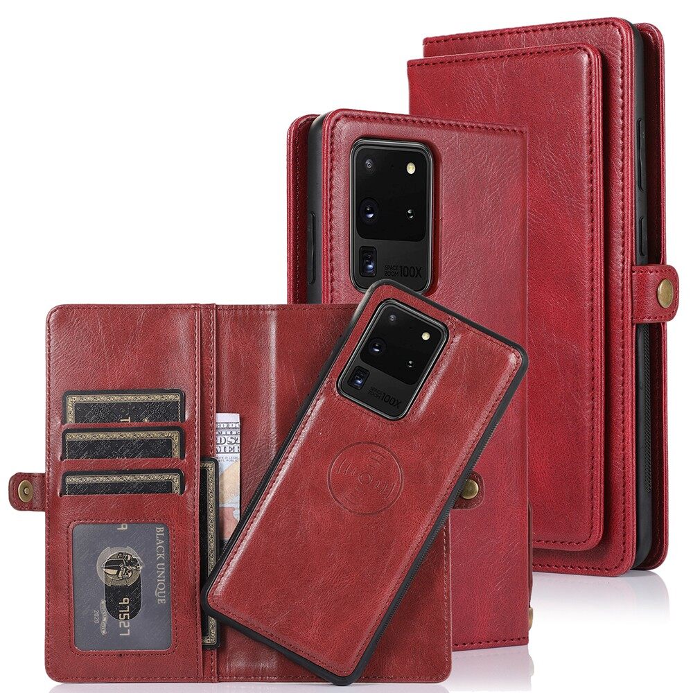 Case For Samsung Galaxy S20/S20 Plus/S20 Ultra PU Leather Separable Magnetic Detachable Stand Flip Wallet Cover Casing with Multiple Card Slots Casing