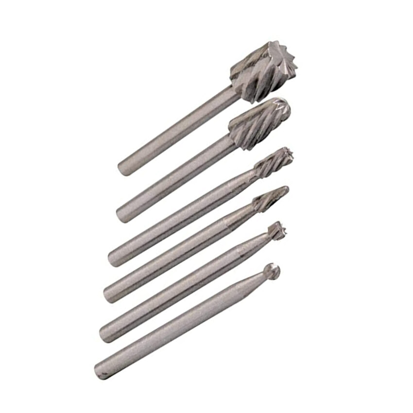 6PCS HSS Rotary Multi Tool Burr Routing Router Cutter Bit Mill